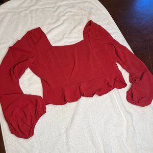 NWOT Altar'd State Cranberry Blouse with smocked back
